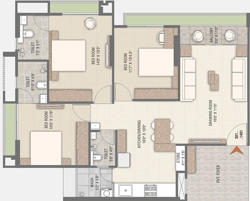 3 BHK Flat in Panchamrut Orchid in Shilaj, Ahmedabad - Image 912872