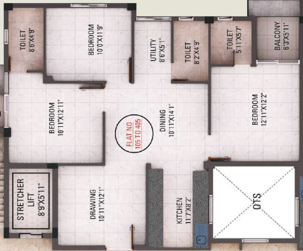 3 BHK Flat in MKNK Urban Paradise in Sundarpada, Bhubaneswar - Image 913012