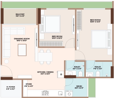 2 BHK Flat in Regalia Inara in South Bopal, Ahmedabad - Image 912953