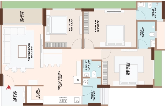 3 BHK Flat in Regalia Inara in South Bopal, Ahmedabad - Image 912954