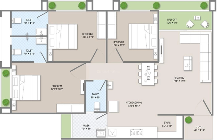3 BHK Flat in S Shyam Sharnam in Kathwada, Ahmedabad - Image 912988