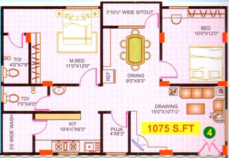 2 BHK Flat in Nirvana Trident in Pragathi Nagar, Hyderabad - Image 913024
