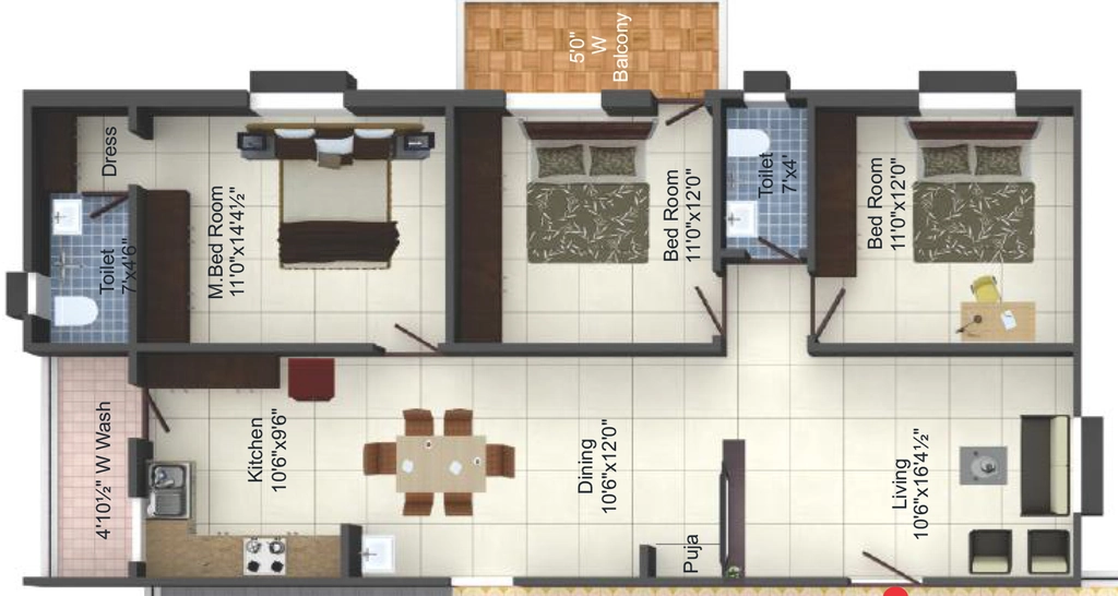 3 BHK Flat in Sai Oxyrich in Pragathi Nagar, Hyderabad - Image 913026