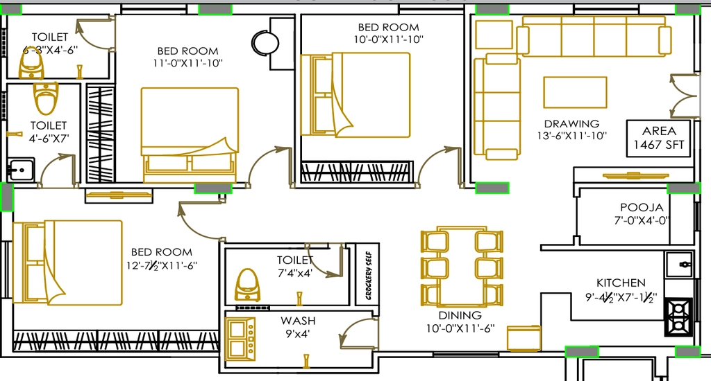 3 BHK Flat in Aditya Sunrise And Moonlight in Nacharam, Hyderabad - Image 913030
