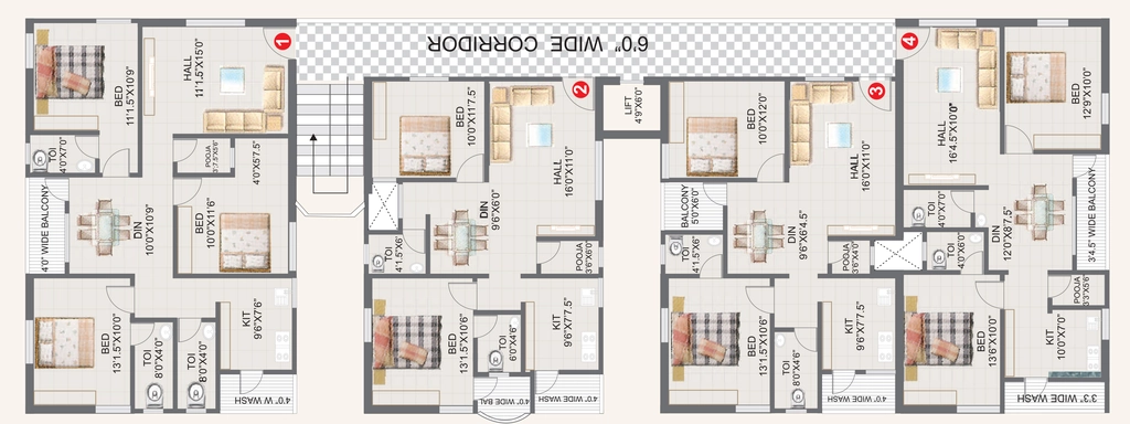 Floor Plan of Annapoorna PN Residency in Sainikpuri, Hyderabad - Image 391709