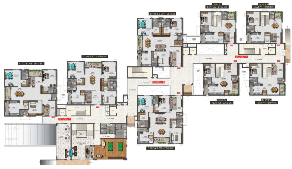 Floor Plan of Apple Eleganza in Mokila, Hyderabad - Image 391729