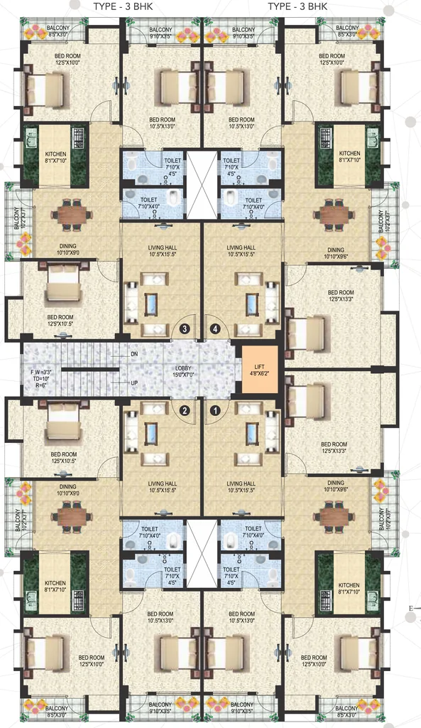 Floor Plan of Tribhuvan Shivam Residency in Beur, Patna - Image 391977