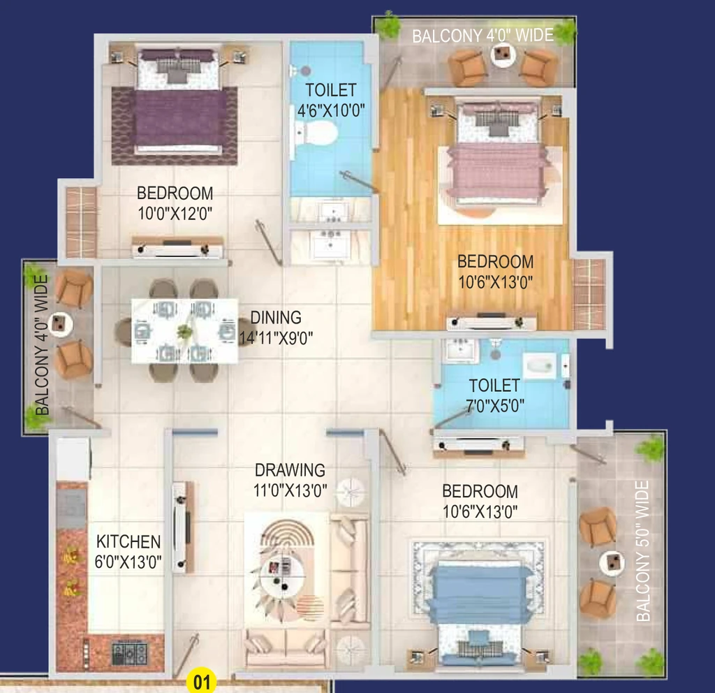 3 BHK Flat in Maurya Crystal Paradise in Deedarganj, Patna - Image 913158