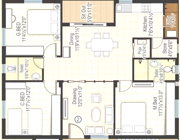 3 BHK Flat in Home Line Deepa Heights in Yapral, Hyderabad - Image 913075