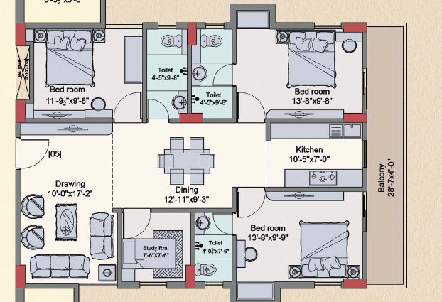4 BHK Flat in Yash Raj Green Meadows in Danapur, Patna - Image 913132
