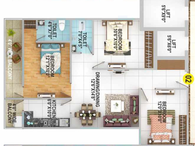 3 BHK Flat in Kula Sapphire in Danapur, Patna - Image 913162