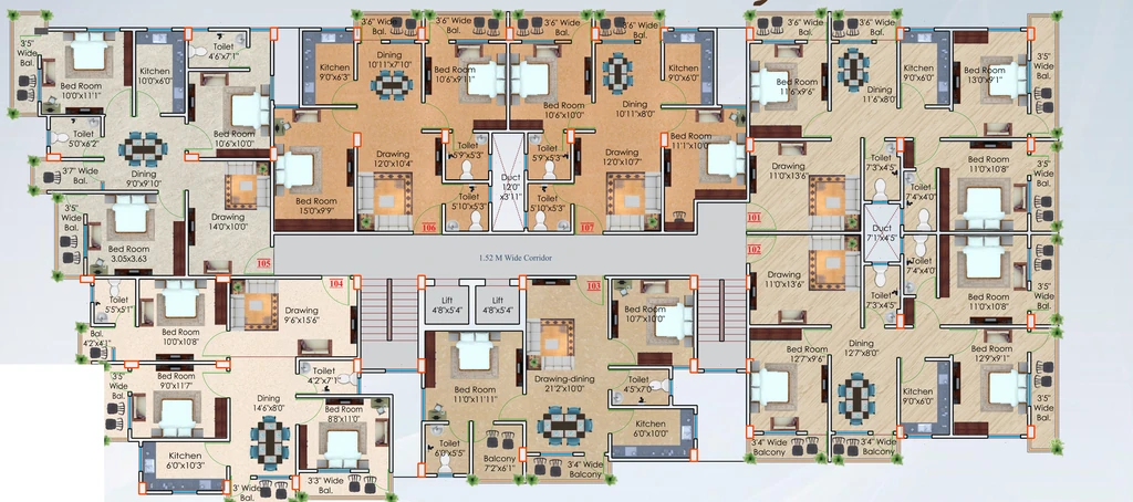 Floor Plan of Kula Naivedyam Residency in Danapur, Patna - Image 392301