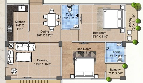 2 BHK Flat in RR Meadow View in Khagaul Road, Patna - Image 913142