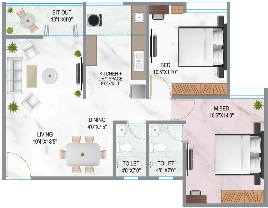 2 BHK Flat in Dynamic Grandeur Premium J Wing in Undri, Pune - Image 913108
