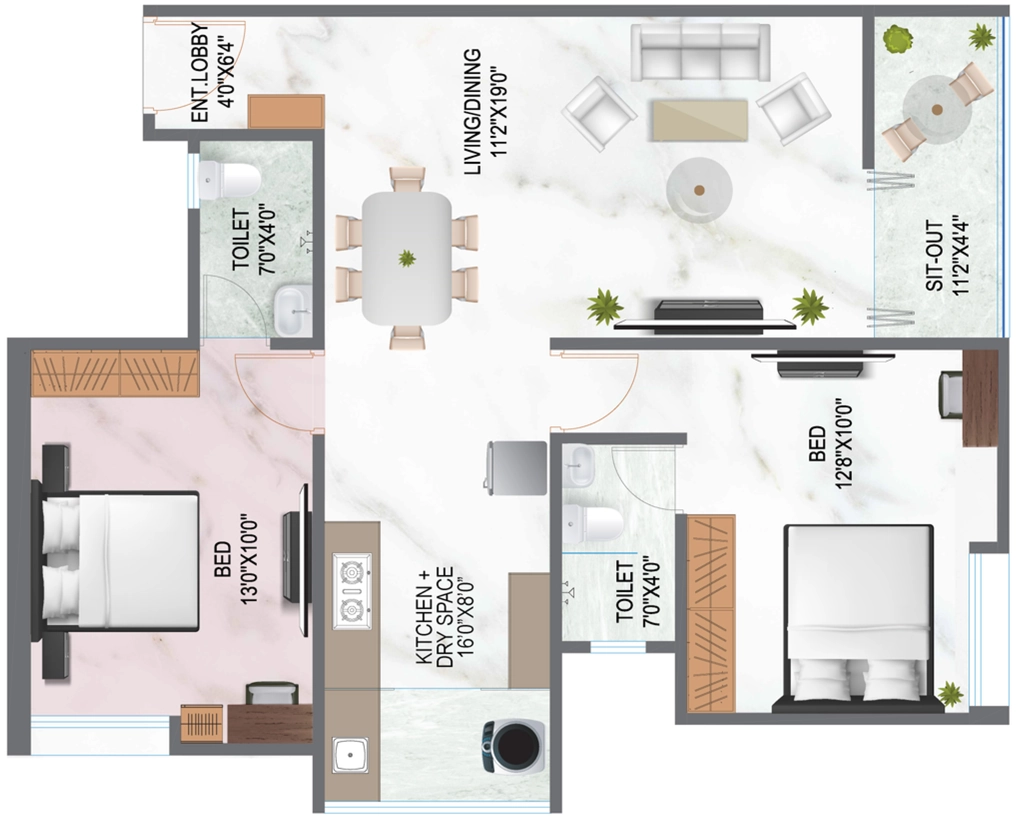 2 BHK Flat in Dynamic Grandeur Premium J Wing in Undri, Pune - Image 913109