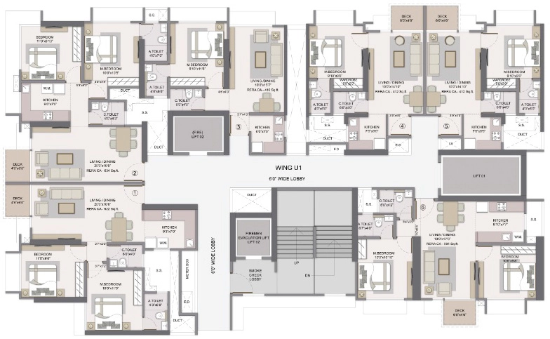 Floor Plan of Emerald Dotom Isle in Kandivali West, Mumbai - Image 391888