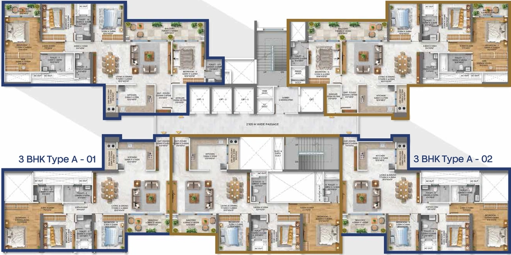 Floor Plan of Kumar Prism Towers in Mundhwa, Pune - Image 391919