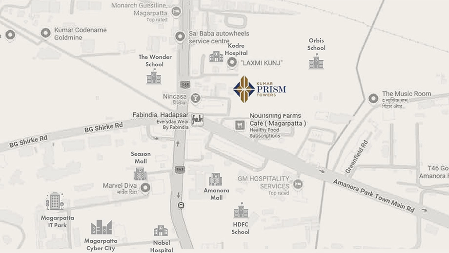 Location of Kumar Prism Towers in Mundhwa, Pune - Image 391918