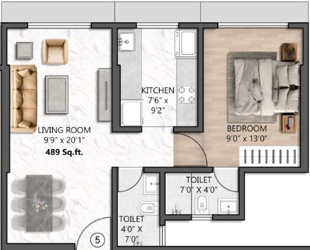 1 BHK Flat in Shelar Supremus in Kalyan West, Thane - Image 913167