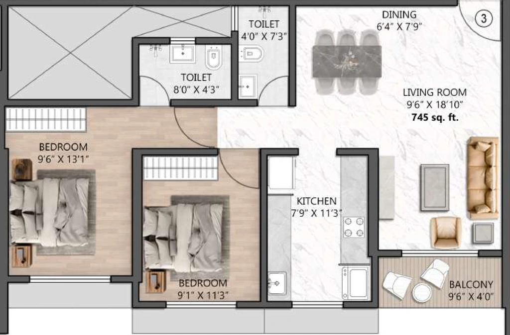 2 BHK Flat in Shelar Supremus in Kalyan West, Thane - Image 913168