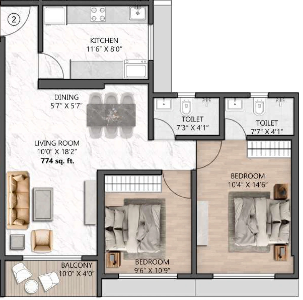 2 BHK Flat in Shelar Supremus in Kalyan West, Thane - Image 913169