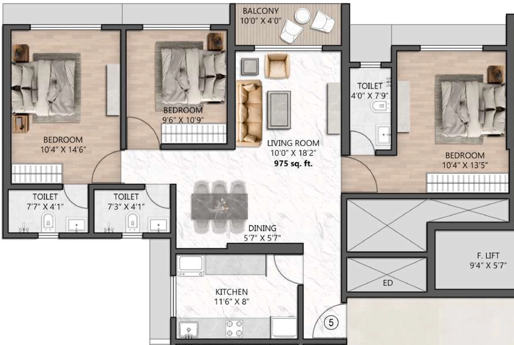 3 BHK Flat in Shelar Supremus in Kalyan West, Thane - Image 913174