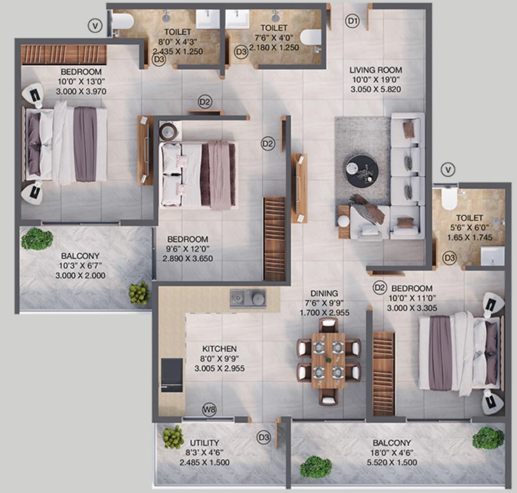 3 BHK Flat in Om Shubhangi Heights in Pande Layout, Nagpur - Image 913186