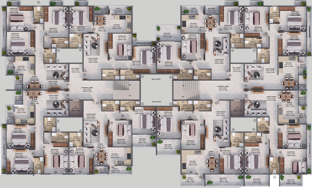 Floor Plan of Om Shubhangi Heights in Pande Layout, Nagpur - Image 392089