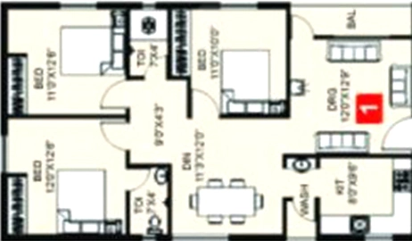 3 BHK Flat in Gharonda Chamundi in Habsiguda, Hyderabad - Image 913200