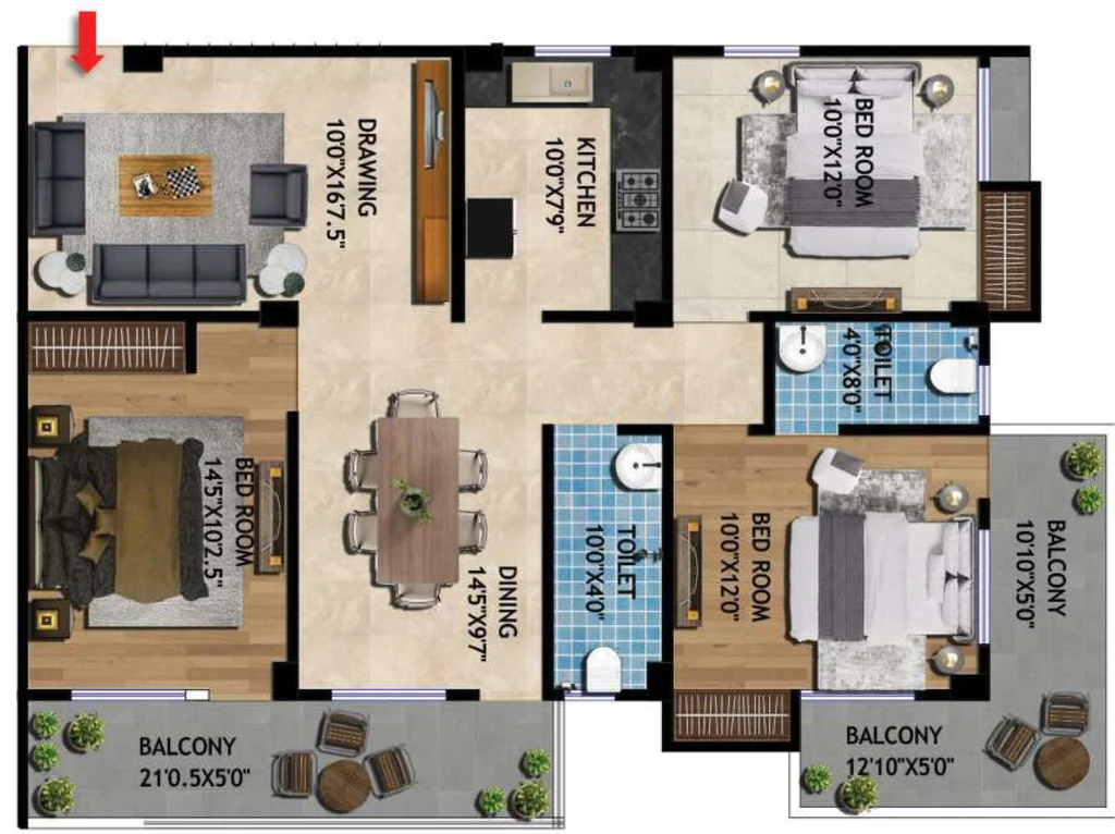 3 BHK Flat in Shree Durga Tower in Gola Road, Patna - Image 913255