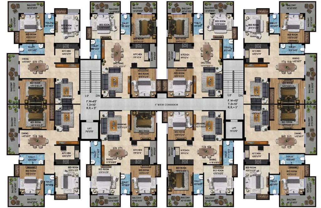 Floor Plan of Shree Durga Tower in Gola Road, Patna - Image 392330