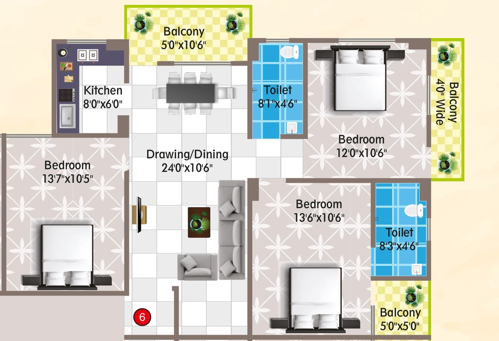 3 BHK Flat in Palvi Goa City in Saguna More, Patna - Image 913249