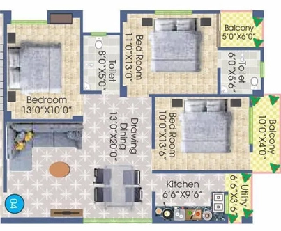 3 BHK Flat in Sai Winsome Pitambar Gold in Danapur, Patna - Image 913252