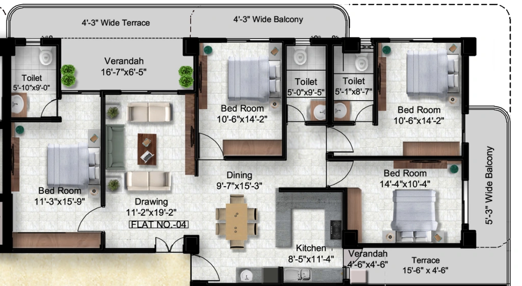 4 BHK Flat in Skrepl Silver Oak in Danapur, Patna - Image 913260