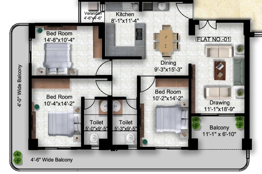 3 BHK Flat in Skrepl Silver Oak in Danapur, Patna - Image 913258