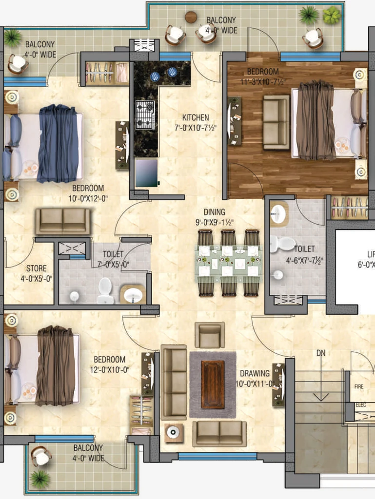 3 BHK Flat in Amarjit City Floors in Mohali, Chandigarh - Image 913219