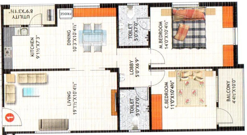 2 BHK Flat in Sri Balaji Sunshine Viswam in Pragathi Nagar, Hyderabad - Image 913271