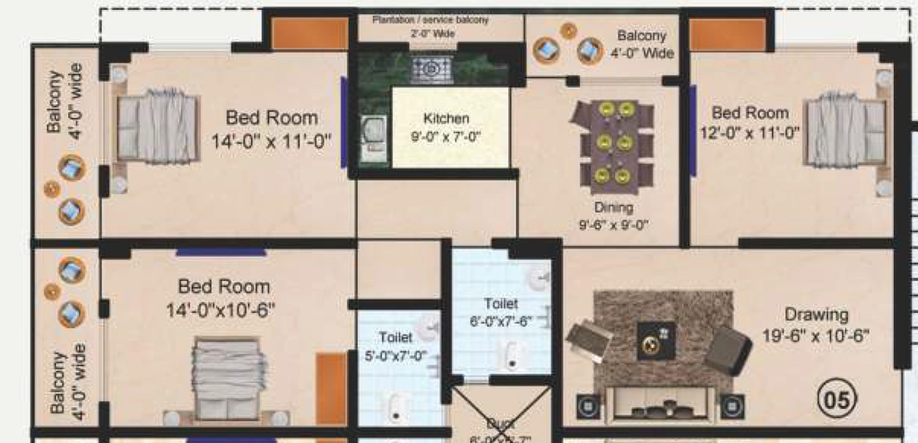 3 BHK Flat in Universal Ultima in Danapur, Patna - Image 914891