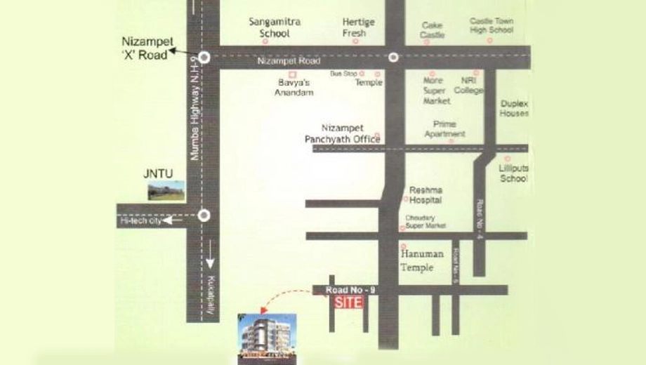 Location of Sri Geetikha Prestige in Nizampet, Hyderabad - Image 392386