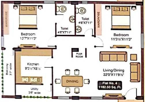 2 BHK Flat in Sri Sadguna Sai Residency in Chandanagar, Hyderabad - Image 913286