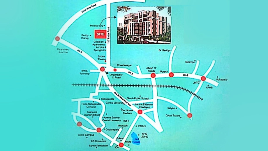 Location of Sri Sadguna Sai Residency in Chandanagar, Hyderabad - Image 392414