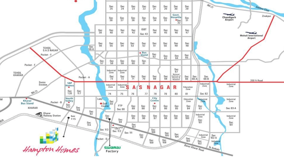 Location of Hampton Homes in Mohali, Chandigarh - Image 392433
