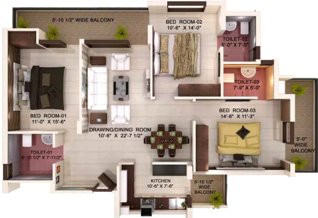 3 BHK Flat in JSJ Josan Heights in Mohali, Chandigarh - Image 913299