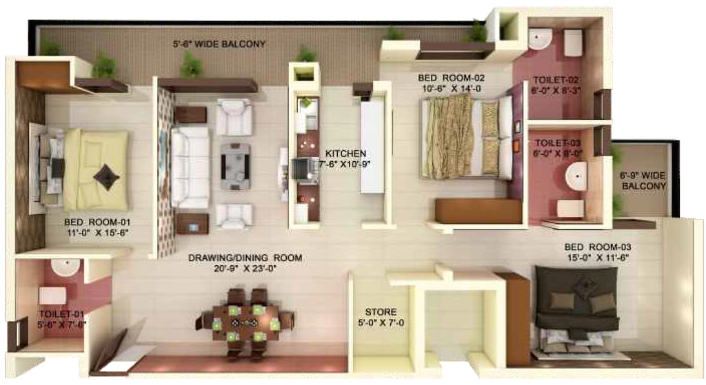 3 BHK Flat in JSJ Josan Heights in Mohali, Chandigarh - Image 913300