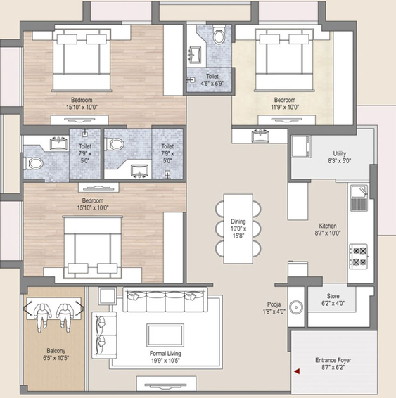 3 BHK Flat in Deep Indraprasth Saptak in Naranpura, Ahmedabad - Image 450987
