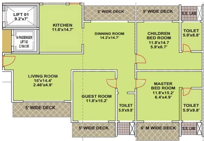 3 BHK Flat in Manohar The Crown in Mohali, Chandigarh - Image 913303