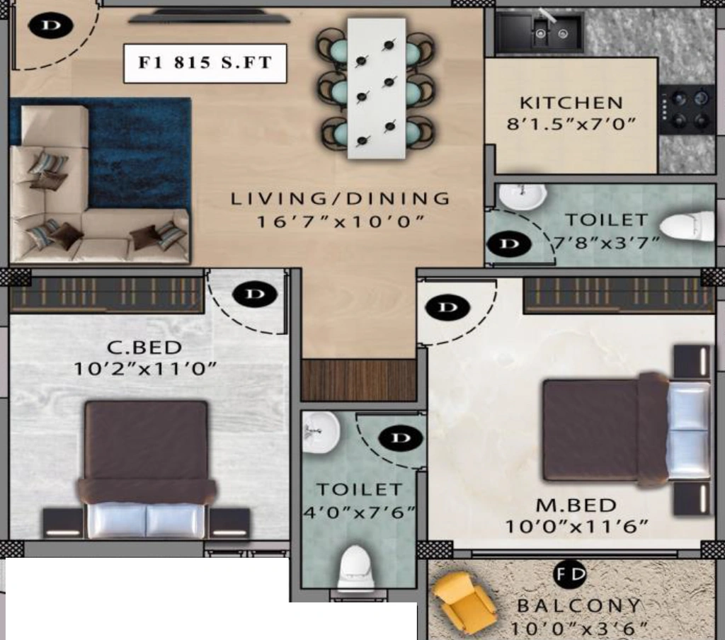 2 BHK Flat in Viva Verve in Pozhichalur, Chennai - Image 913312