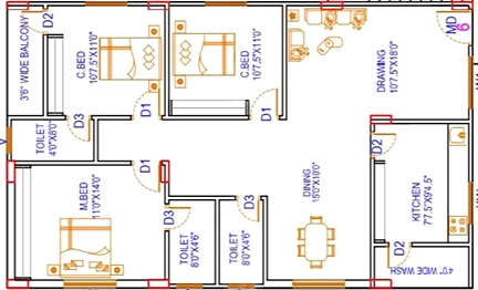 3 BHK Flat in Kalyan Platinum Valley in Puppalaguda, Hyderabad - Image 913305