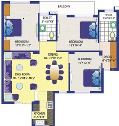 3 BHK Flat in Motia Heights in Zirakpur, Chandigarh - Image 913321