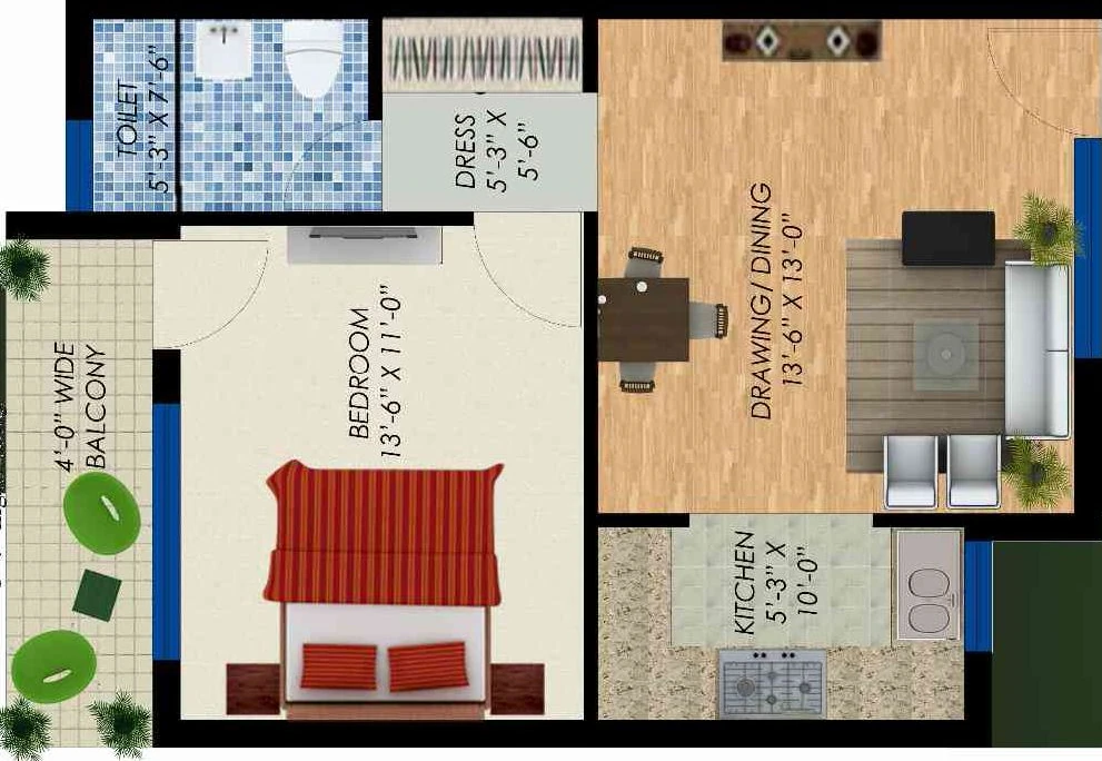 1 BHK Flat in Vision Nirwana Greens 4 in Mohali, Chandigarh - Image 913372